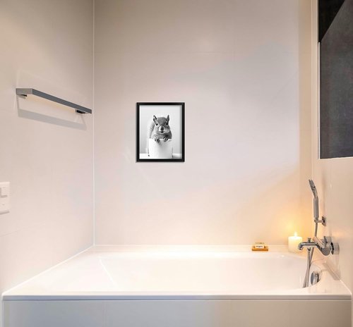 Funny Bathroom Art - Aesthetic Black and White Framed Wall Decor for Stylish Spaces