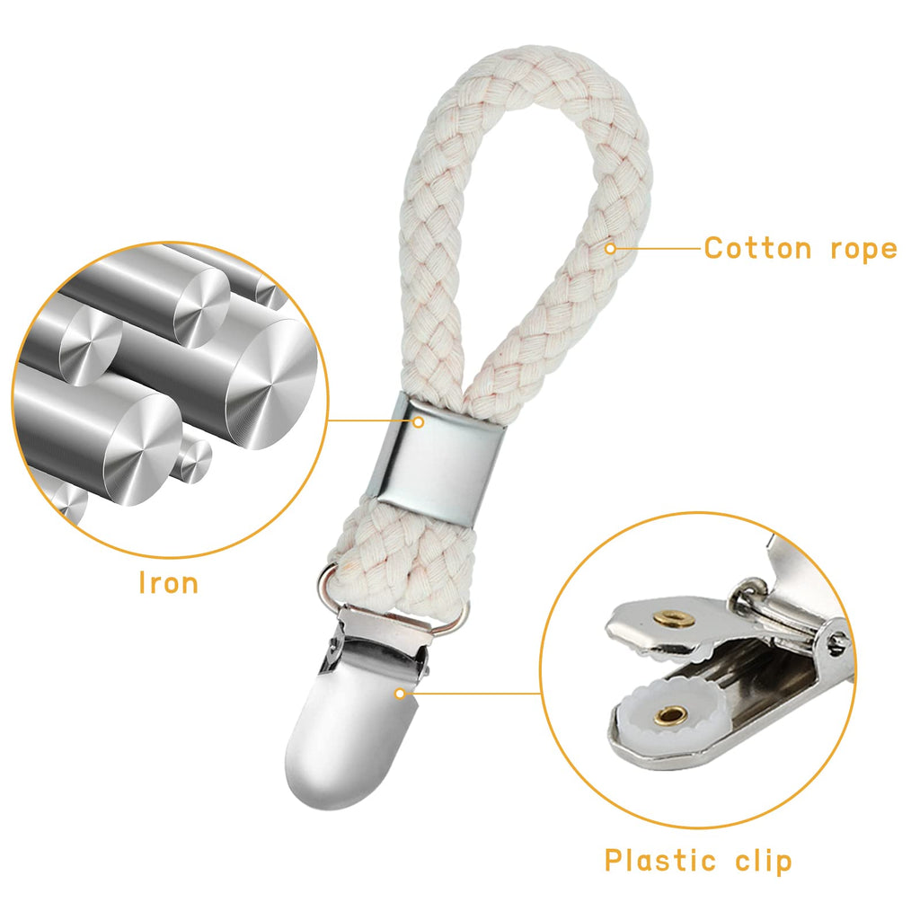 Elesunory 8PCS Hanging Tea Towels Clip, Metal towel hanger with Loop Cotton, Hand Towel Hook for Home Kitchen Bathroom Hanging Towels