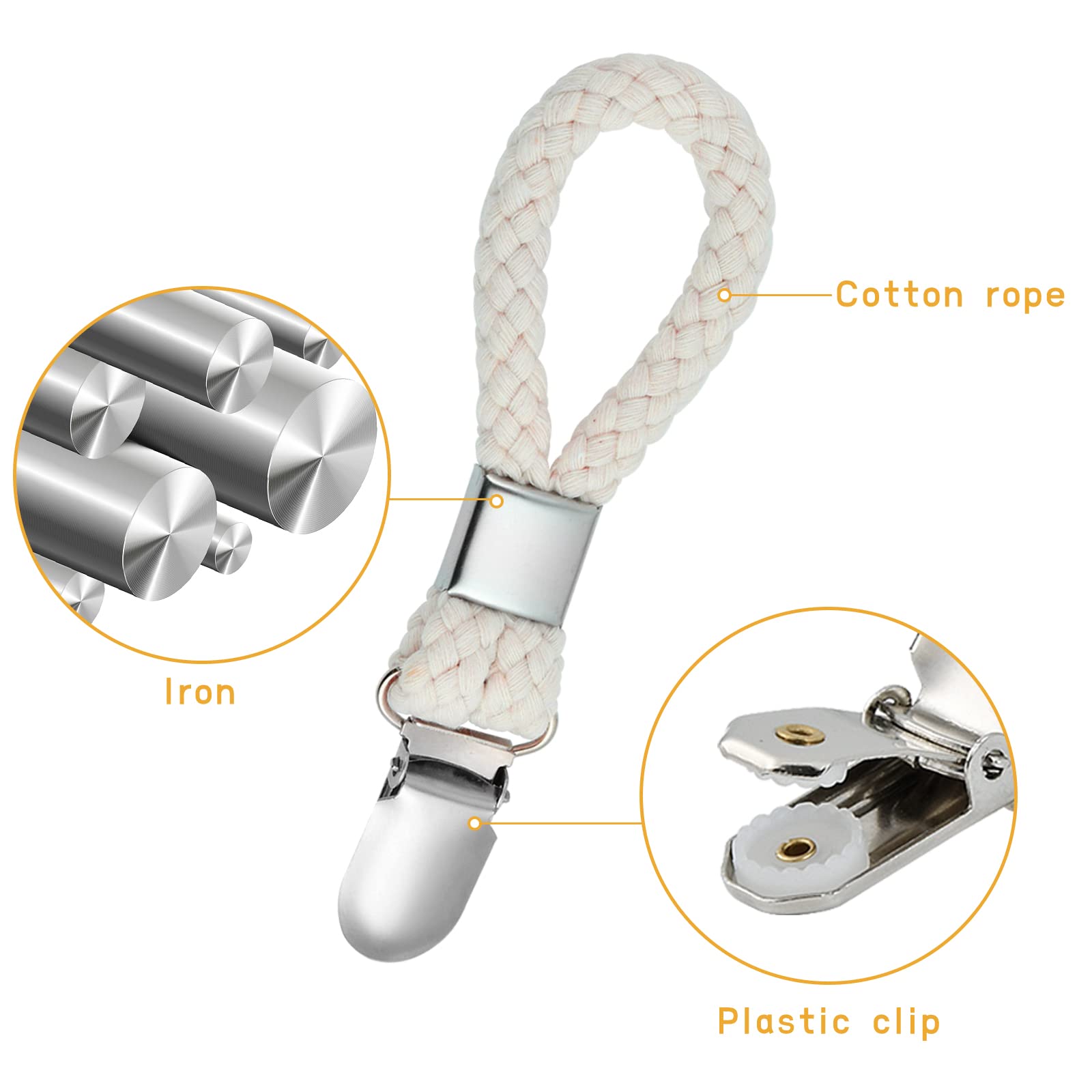 Elesunory 8PCS Hanging Tea Towels Clip, Metal towel hanger with Loop Cotton, Hand Towel Hook for Home Kitchen Bathroom Hanging Towels