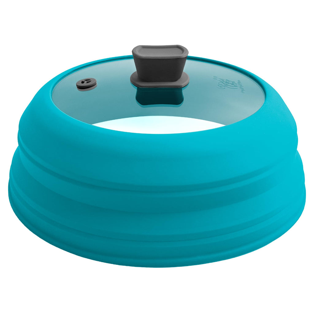 Microwave Splatter Cover Microwave Cover for Food 11.8 Inch Collapsible Glass Microwave Cover with Handle Silicone microwave splatter cover for Home Kitchen (Blue)