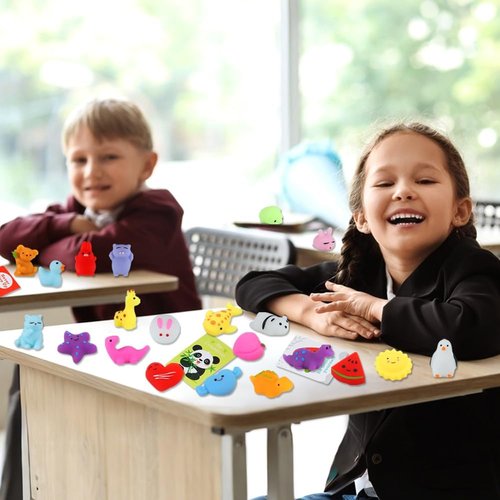 **Squishy Toys 28-Pack | Kawaii Squishies with Cards - Perfect Goodie Bag Stuffers & Party Favors for Kids 4-12**