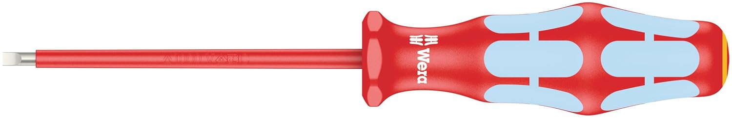 Wera Kraftform VDE 3160i Stainless Steel Slotted Screwdriver - Lasertip, 1/8" Head, 3.19" Blade Length