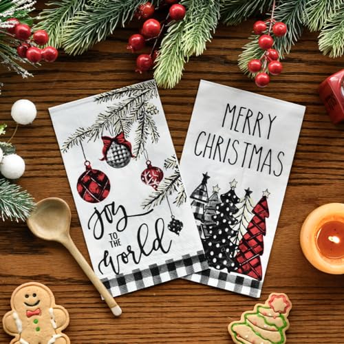 Christmas Paper Napkins 100 Pack - Buffalo Plaid Xmas Tree Design, 4.3 x 7.9 Inches