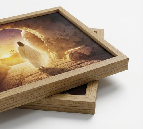 KYSNGMT Framed Jesus Resurrection Wall Art - He Is Risen Canvas Print for Home Decor | Perfect Easter Gift