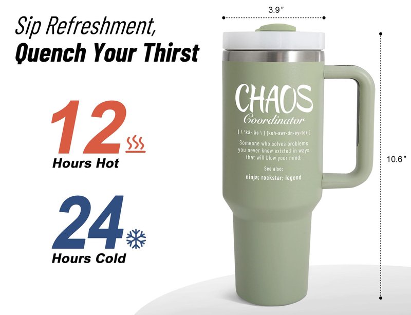 DLOCCOLD Thank You Gifts for Women, Chaos Coordinator Tumbler, Boss Lady Gifts for Women, Coworker, Mom, Manager, Teacher, Nurse, Birthday, Administrative Professional Day, 40oz Tumbler, Sage Green