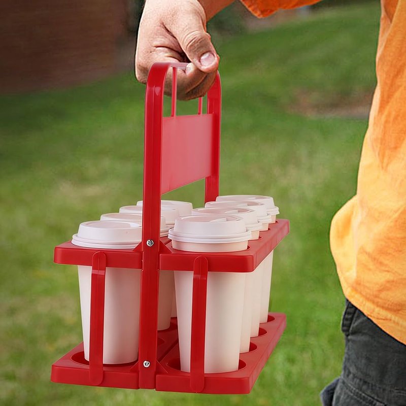 musbus Reusable Drink Carrier with Handle for Delivery Drivers, Portable Cup/Coffee Holder Accessories for Delivery, Foldable Drinks Caddy with Tray, Car Durable Plastic Festive Bottle, Vacation