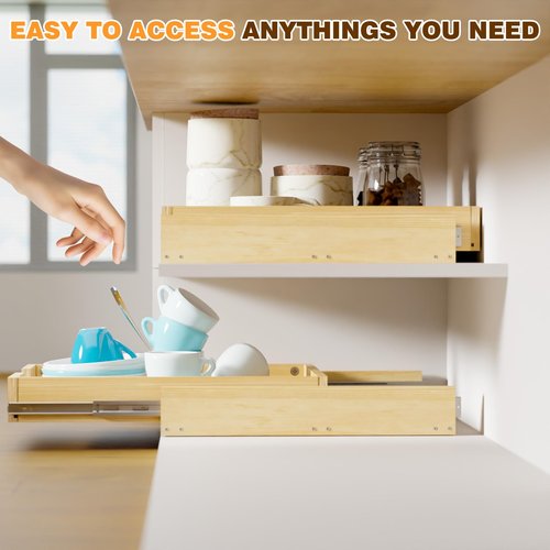 Grehitk Pullout Cabinet Organizer, 11''W×21''D×3''H Slide Out Shelves for Kitchen Cabinets, Pull out Drawers for Kitchen Cabinets, Pantry, Bathroom, & Storage Organization