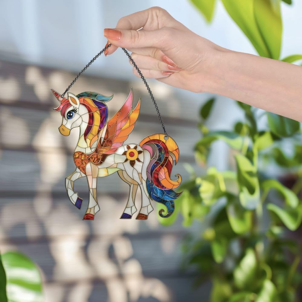 Skiennix Unicorn Ornaments | Magical Window Hanging Decor for Unicorn Lovers - Acrylic Christmas Decoration