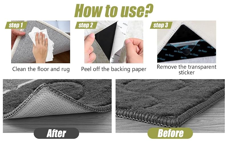 12 Pcs Non-Slip Rug Tape for Hardwood Floors, Double-Sided Adhesive Grippers