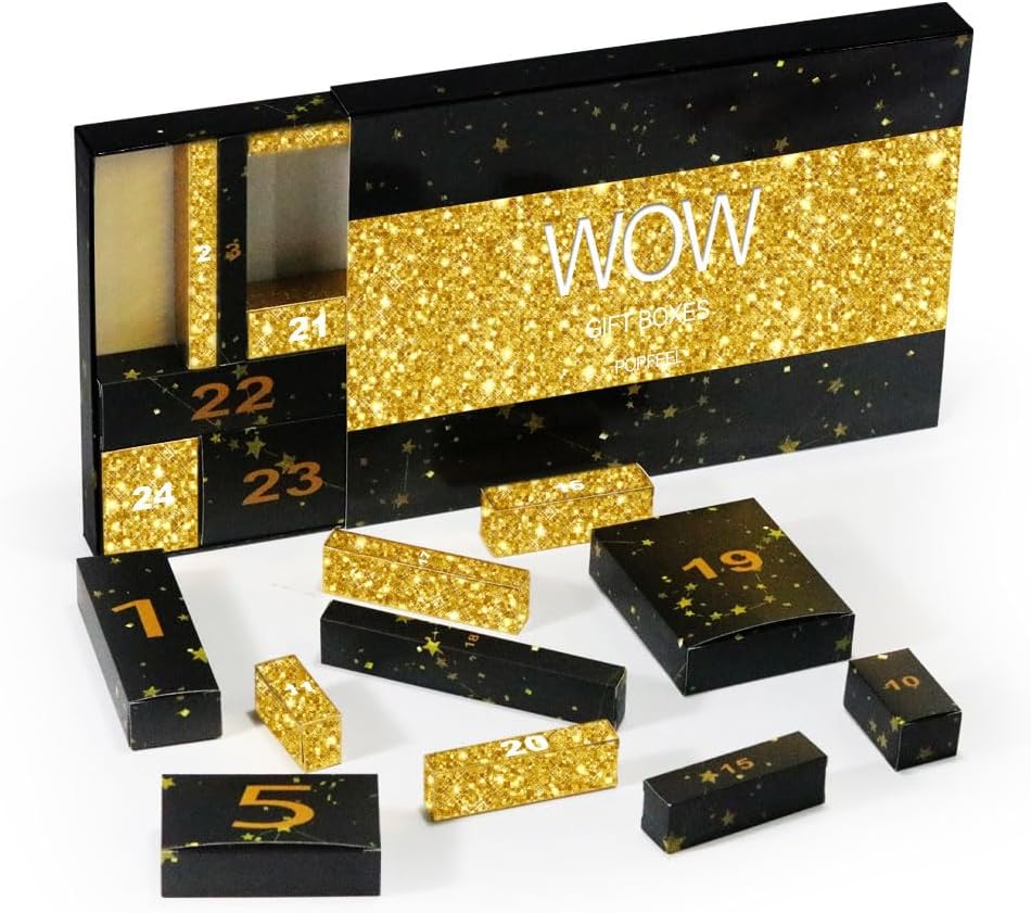 Skiennix Makeup Advent Calendar 2025 - 24-Day Countdown Gift Box for Teens & Women | Black Gold