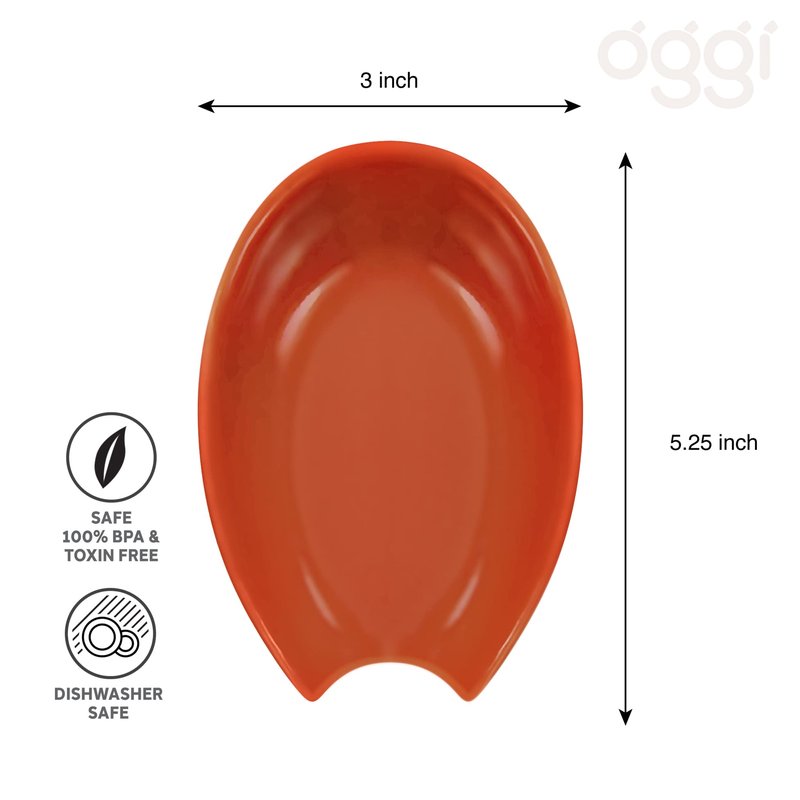 OGGI Spooner Ceramic Spoon Rest- Spoon Rest for Stove Top, Spoon Holder for Countertop, Kitchen Decor for Counter, Coffee Bar Accessories, Brick Red