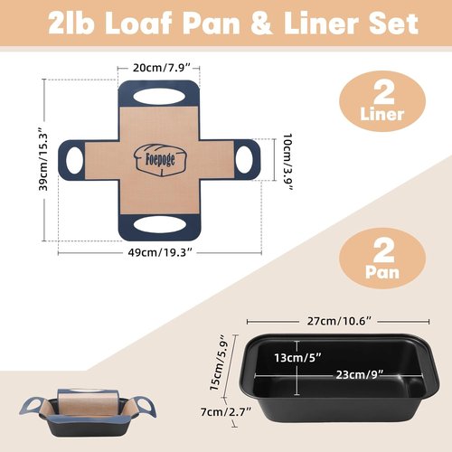 Loaf Pan Set by [Brand Name] - Nonstick 9 x 5 Inch Bread Pans with Liners for Perfect Baking