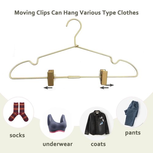 Koobay 16.5" Adult Gold Metal Clips Pants Coat Clothes Hangers,30 Pack Coat Suit Closet Storage Display,Space Saving Standard Size Adult Clothing for Home Garment Clothes Shop