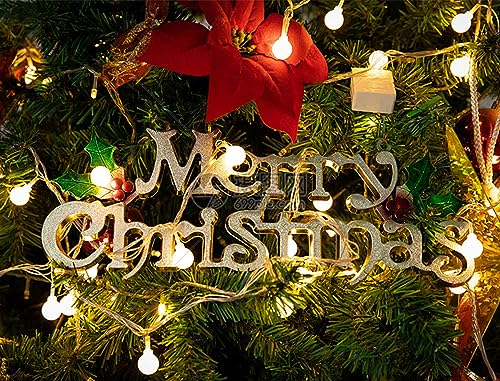 Alfyng 10 Pcs Merry Christmas Hanging Signs Decor for Tree & Wreaths