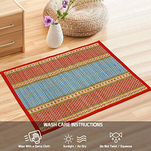 Handcrafted Natural River Grass Meditation Prayer Mats, 20x18 Inch, Set of 2