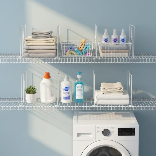 ziroland Wire Shelf Dividers - White Closet Organization & Storage Organizer - No Tool Shelf Divider for Wire Shelves - Metal Shelf Accessories – for 12“ Deep Wire Shelves – Tall 12” Height – 24 Pack