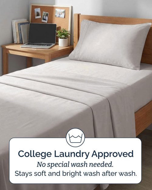 Comfy Twin XL Sheet Set by [Brand Name] - Breathable Cooling Bed Sheets | Luxury Hotel Quality - Light Grey, Deep Pockets