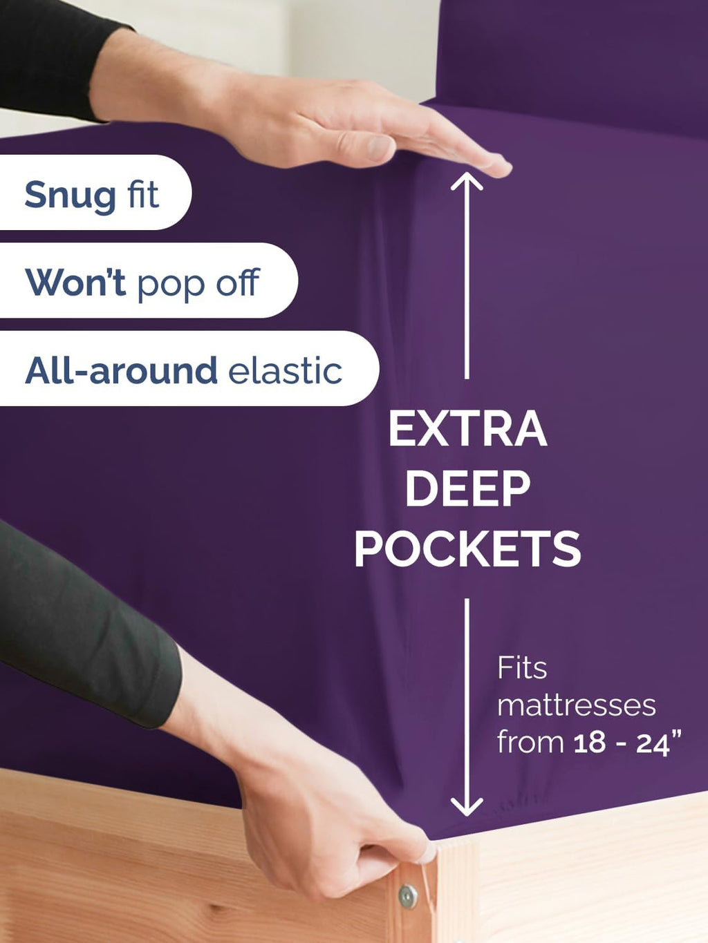 Skiennix Extra Deep Twin Sheet Set | 4-Piece Breathable Cooling Bedding - Soft, Wrinkle-Free Purple