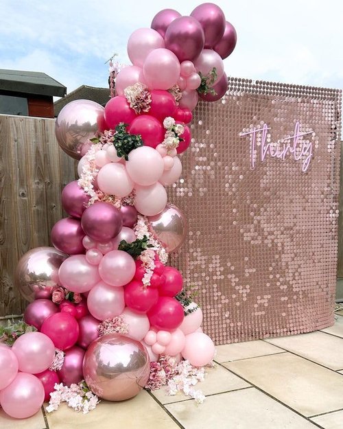 Bezente Pink Balloons Set - 60pcs 12-Inch Metallic Pearl & Latex Balloons for Birthday, Wedding, Baby Shower Decor