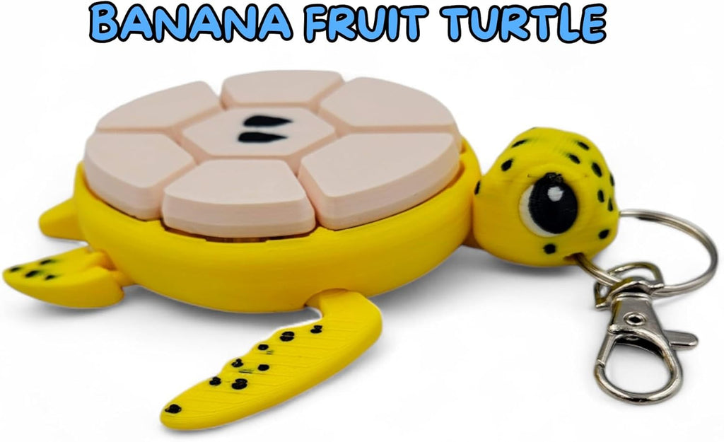 Turtle Fidget Clickers - Fruit Series Sensory Desktop & Keychain Figures - Stress Relief (Banana)