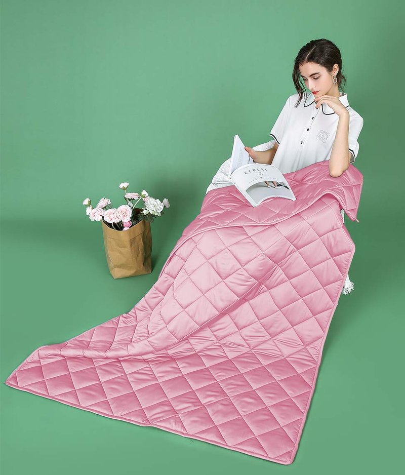 ZZZhen Weighted Blanket - High Breathability Calm Sleeping for Adult and Kids (Satin Blue, 60''80'' - 15LB)