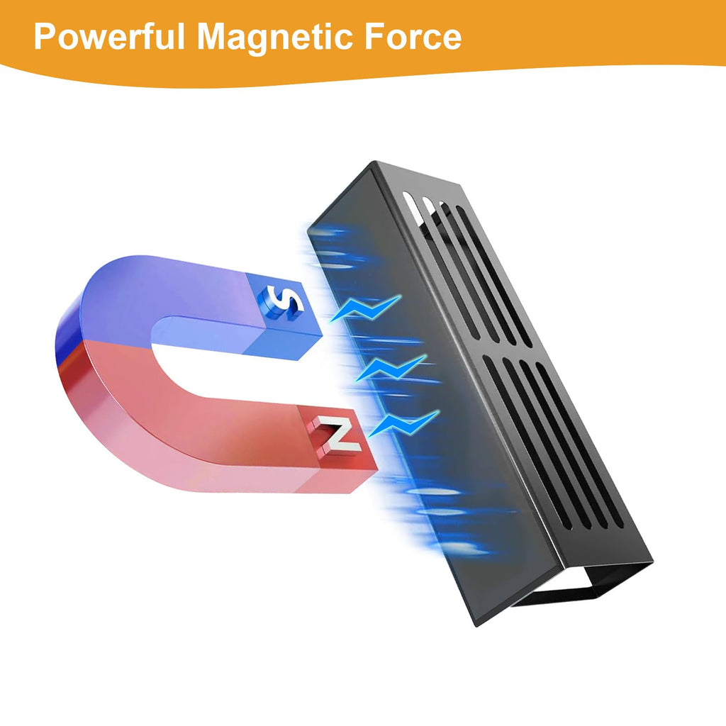 SUNHEARTH 4 Pack Magnetic Spice Rack for Refrigerator,Metal Magnetic Shelf Black with Paper Towel Holder,Whiteboard,3 Markers,4 Hooks,Space Saving for Home,Kitchen