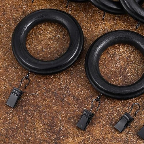 20 Pack Beech Wood Curtain Rings, 1.8-Inch Interior Diameter for Drapery