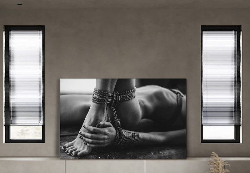 Yatsen Bridge Sexy Canvas Wall Art Black White Nude Woman Paintings Posters and Prints Modern Bondage Pictures Wall Decor for Living Room Bedroom Decoration Framed Ready to Hang - 44x28inch