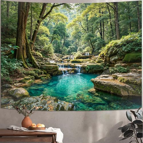 Nature Forest Wall Tapestry - Green Tree Landscape Wall Hanging Decor