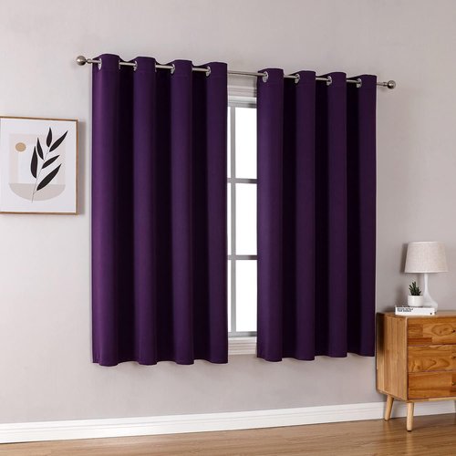 ChrisDowa Grommet Blackout Curtains - Thermal Insulated Room Darkening Panels, Royal Purple, 52W x 63L