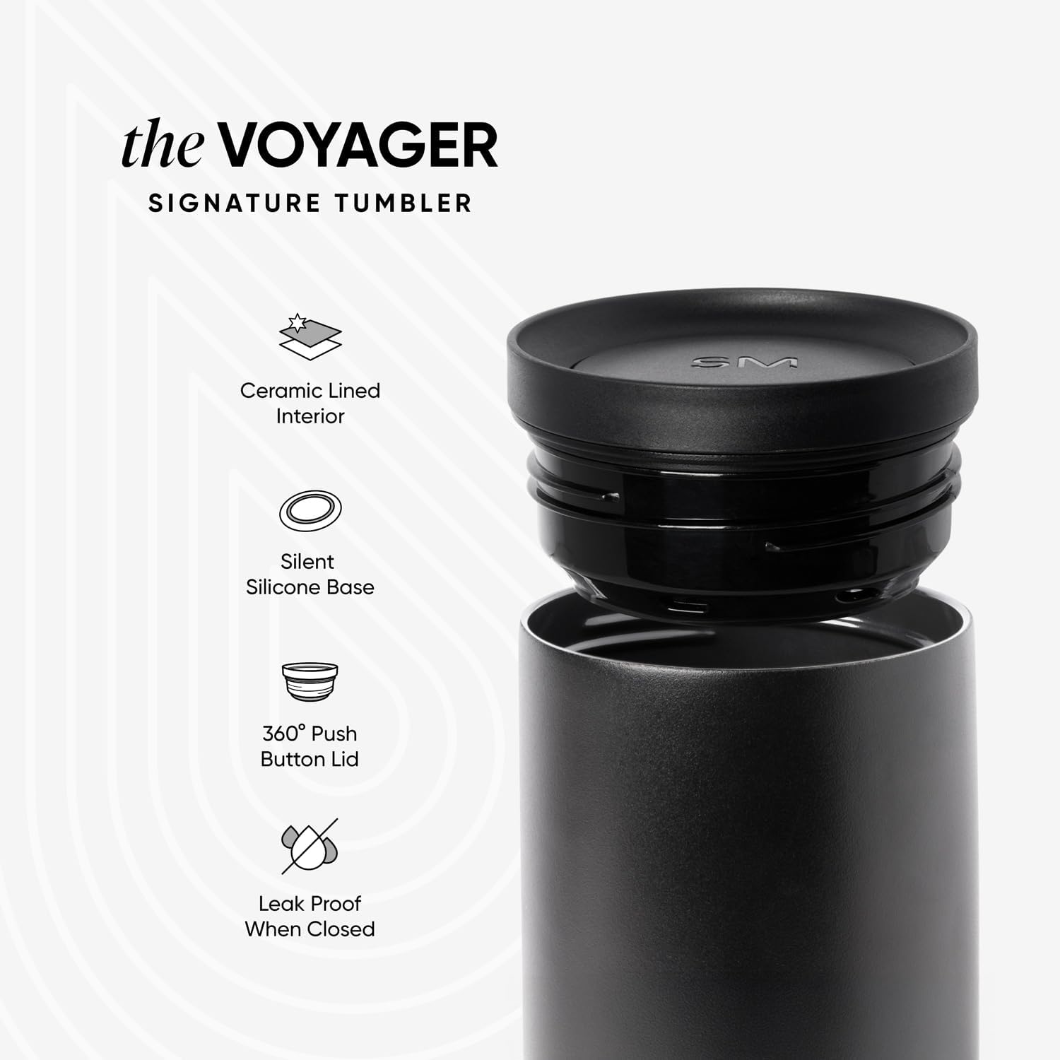 Simple Modern Voyager Signature Travel Coffee Mug - 360° Lid, Ceramic-Lined Insulated, 12oz, Blue Dune