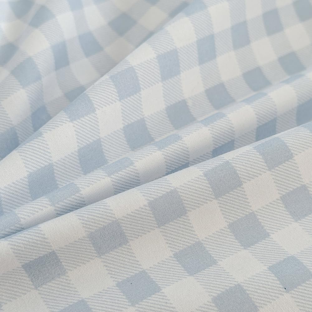 NSNLGSGC Light Blue Gingham Duvet Cover Set Twin, Blue Grid Simple Geometric Square Pattern Comforter Cover,Soft Plaid Washed Microfiber Bedding Cover(2PCS,Twin)