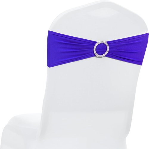 MDS Spandex Chair Sashes - Universal Elastic Stretch Bow Ties with Buckle Slider | Pack of 250 - Royal Blue
