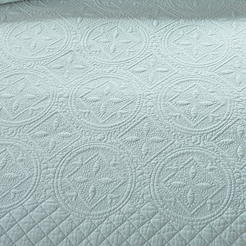 Luxury King Size Light Aqua Cotton Quilt - Breathable All-Season Coverlet