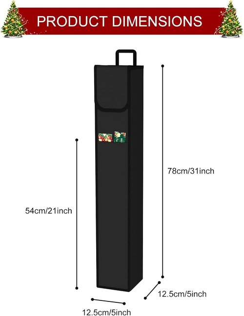 Demao Gift Wrapping Paper Storage Bag - Organize 9 Standard Rolls with Pocket | Black (2-Pack)