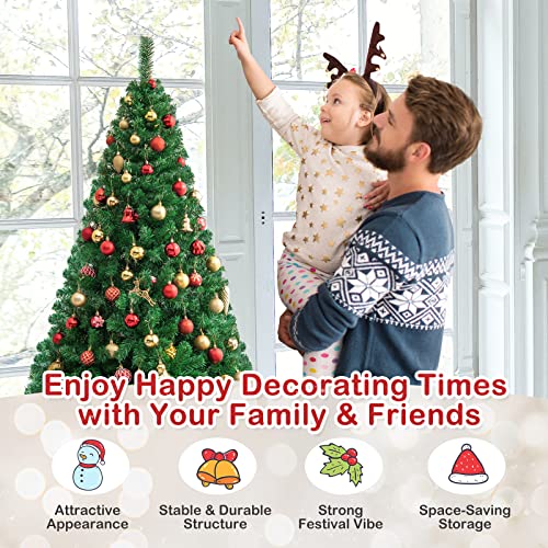 6ft Artificial Christmas Tree - 650 Lush Branch Tips & Metal Stand