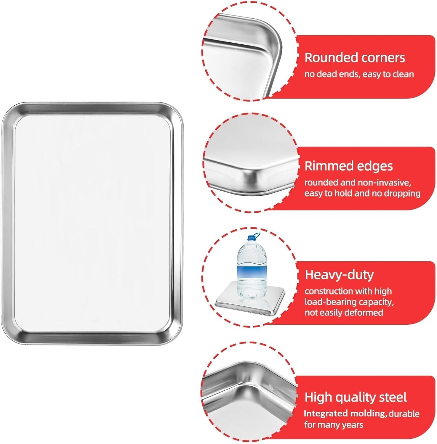 Skiennix Stainless Steel Baking Sheet - Non-Toxic Cookie Tray | 9 x 7 Inch, Easy Clean & Dishwasher Safe
