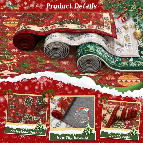Christmas Red 2' x 3' Entryway Rug with Anti-Slip Backing - Madane