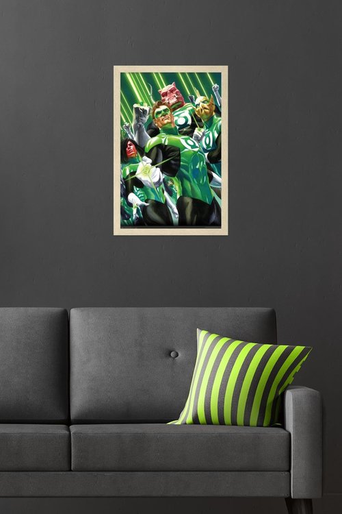 DC Comics The Green Lantern Corps - Portrait Wall Poster, 22.4L" x 14.7W", Blonde Framed Version