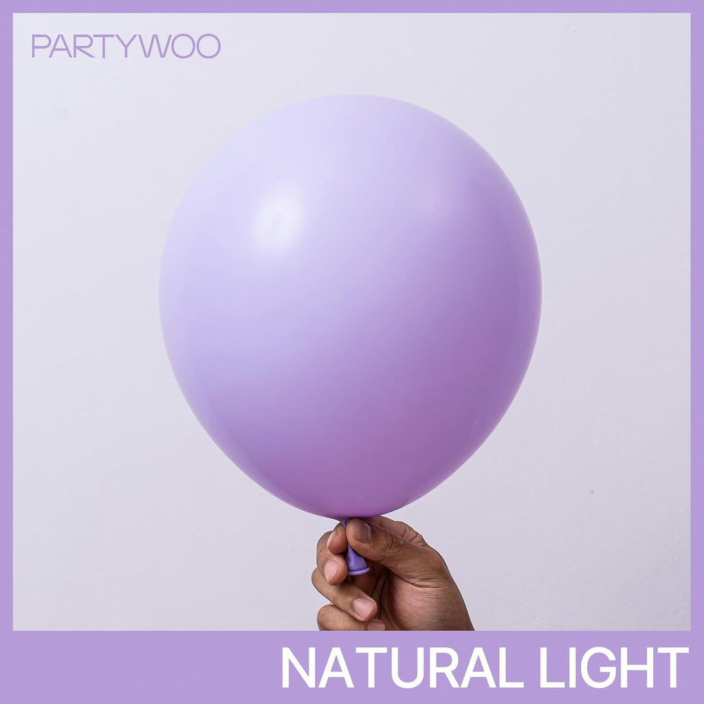 PartyWoo Lavender Balloons - 12 Inch Light Pastel Purple Latex Helium Balloons | 101pcs for Celebrations