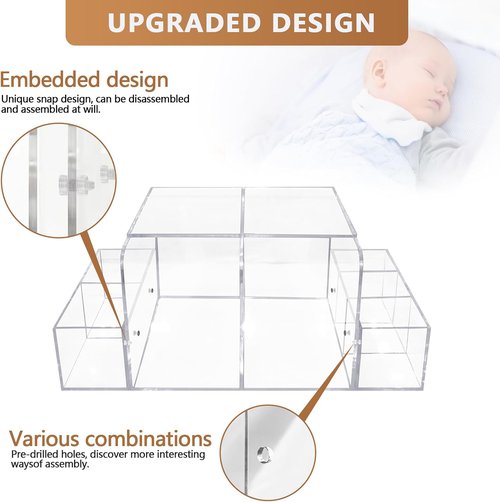GILPWA Diaper Caddy - Detachable Clear Acrylic Organizer for Baby Changing Table Essentials