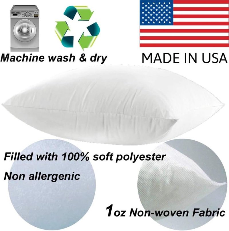 MSD 3 Pack Pillow Insert 24X24 Hypoallergenic Square Form Sham Stuffer Standard White Polyester Decorative Euro Throw Pillow Inserts for Sofa Bed - Made in USA (Set of 3) - Machine Washable and Dry