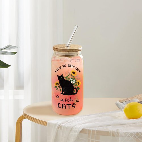 emzrivo Cat Lover Gifts for Women, Cats Mom Gifts for Mothers Day Birthday Christmas, Cat Gift for Women Crazy Cats Lady Essentials(Black)