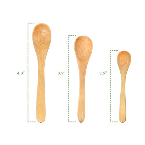 BambooMN Bamboo Spoons, Mini Salt Spoon/Tiny Wooden Spoons for Spices, 100pcs Carbonized Brown Oval 4.3"