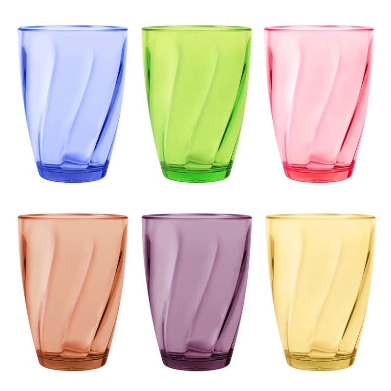 Topsky 12-ounce Plastic Water Tumblers | Set of 4 Transparent Unbreakable Drinking Glasses Clear Acrylic Reusable Juice Wine Cups for Home Picnic Party, Dishwasher Safe,Stackable