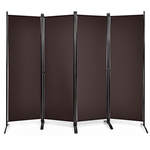 Giantex 4 Panel Room Divider - Folding Privacy Screen for Room Partition, 5.6 Ft Foldable Separator Wall, Brown