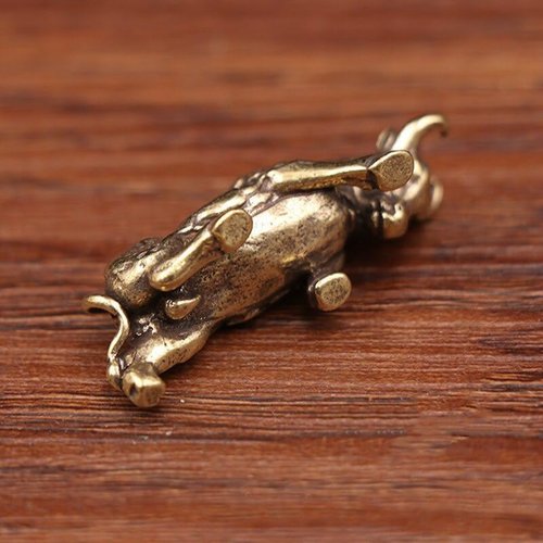 Bronze Zodiac Ox Statue - Creative Floral Design Brass Figurine | 2-Piece Decorative Cow Ornament