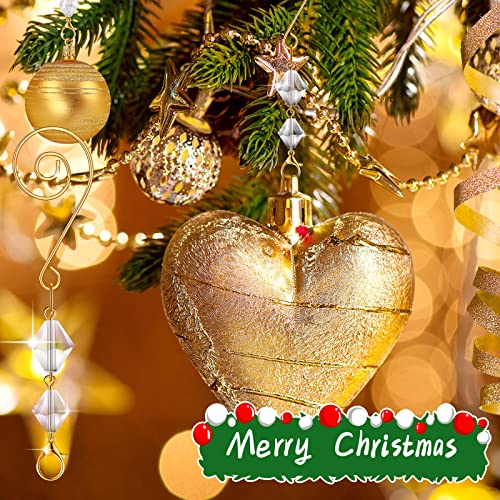 100 Pack Gold Crystal Christmas Ornament Hooks with Lobster Claws