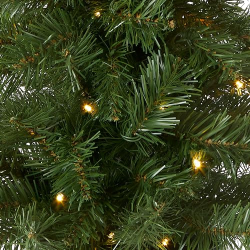 Pre-Lit Artificial Christmas Tree Set with Wreath and Garland - Indoor & Outdoor Holiday Decor
