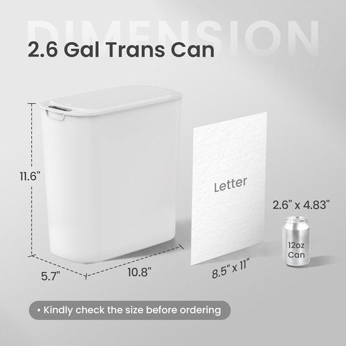 Cesun Automatic Motion Sensor Trash Can - Touchless 2.6 Gallon Slim White Wastebasket for Bathroom & Office